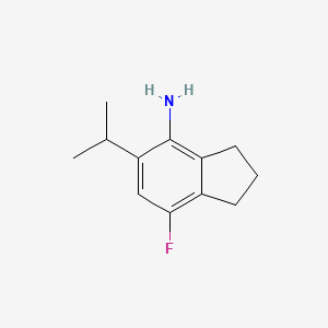 7-Fluoro-5-isopropyl-2,3-dihydro-1H-inden-4-amine chemical structure (CAS 2676863-53-7)