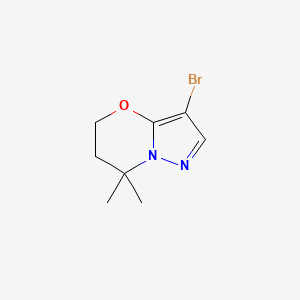 3-Bromo-7,7-dimethyl-6,7-dihydro-5H-pyrazolo[5,1-b][1,3]oxazine chemical structure (CAS 2676864-03-0)
