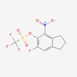 6-Fluoro-4-nitro-2,3-dihydro-1H-inden-5-yl trifluoromethanesulfonate chemical structure (CAS 2676865-59-9)