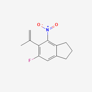 6-Fluoro-4-nitro-5-(prop-1-en-2-yl)-2,3-dihydro-1H-indene chemical structure (CAS 2676865-60-2)