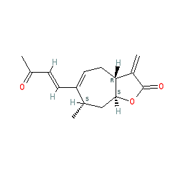 (3aR,7S,8aS)-7-Methyl-3-methylene-6-((E)-3-oxobut-1-en-1-yl)-3,3a,4,7,8,8a-hexahydro-2H-cyclohepta[b]furan-2-one chemical structure (CAS 26791-73-1)