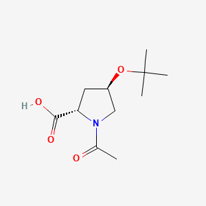 (2S,4R)-1-Acetyl-4-(tert-butoxy)pyrrolidine-2-carboxylic acid chemical structure (CAS 2679935-62-5)