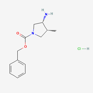 (3R,4R)-Benzyl 3-amino-4-methylpyrrolidine-1-carboxylate hydrochloride chemical structure (CAS 2682097-79-4)