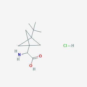2-Amino-2-(3-(tert-butyl)bicyclo[1.1.1]pentan-1-yl)acetic acid hydrochloride chemical structure (CAS 2682112-40-7)