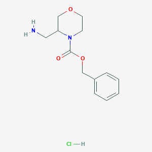 Benzyl 3-(aminomethyl)morpholine-4-carboxylate hydrochloride chemical structure (CAS 2682112-43-0)