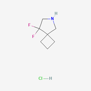 8,8-Difluoro-6-azaspiro[3.4]octane hydrochloride chemical structure (CAS 2682112-94-1)