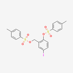 4-Iodo-2-((tosyloxy)methyl)phenyl 4-methylbenzenesulfonate chemical structure (CAS 2682115-56-4)
