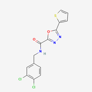 N-(3,4-Dichlorobenzyl)-5-(thiophen-2-yl)-1,3,4-oxadiazole-2-carboxamide chemical structure (CAS 2685795-52-0)