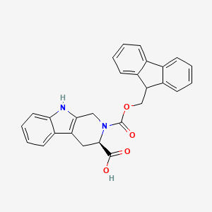 (R)-2-(((9H-Fluoren-9-yl)methoxy)carbonyl)-2,3,4,9-tetrahydro-1H-pyrido[3,4-b]indole-3-carboxylic acid chemical structure (CAS 268731-07-3)