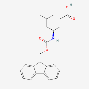 (R)-4-((((9H-Fluoren-9-yl)methoxy)carbonyl)amino)-6-methylheptanoic acid chemical structure (CAS 269078-75-3)