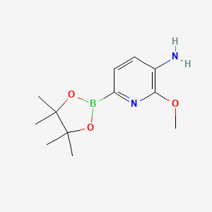 2-Methoxy-6-(4,4,5,5-tetramethyl-1,3,2-dioxaborolan-2-yl)pyridin-3-amine chemical structure (CAS 2692680-46-7)