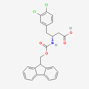 (R)-3-((((9H-Fluoren-9-yl)methoxy)carbonyl)amino)-4-(3,4-dichlorophenyl)butanoic acid chemical structure (CAS 269396-57-8)