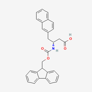 (R)-3-((((9H-Fluoren-9-yl)methoxy)carbonyl)amino)-4-(naphthalen-2-yl)butanoic acid chemical structure (CAS 269398-91-6)