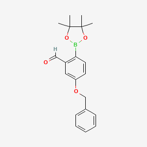 5-(Benzyloxy)-2-(4,4,5,5-tetramethyl-1,3,2-dioxaborolan-2-yl)benzaldehyde chemical structure (CAS 2695516-89-1)