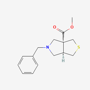 rel-Methyl (3aS,6aR)-5-benzyltetrahydro-1H-thieno[3,4-c]pyrrole-3a(3H)-carboxylate chemical structure (CAS 2696257-49-3)