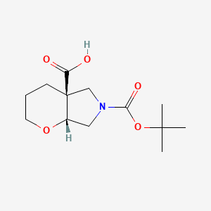 rel-(4aS,7aR)-6-(tert-Butoxycarbonyl)hexahydropyrano[2,3-c]pyrrole-4a(2H)-carboxylic acid chemical structure (CAS 2696257-74-4)