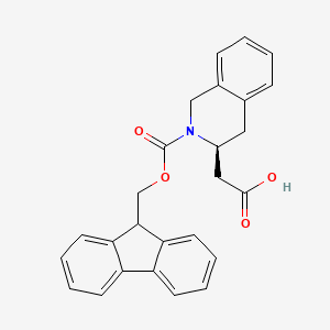 (S)-2-(2-(((9H-Fluoren-9-yl)methoxy)carbonyl)-1,2,3,4-tetrahydroisoquinolin-3-yl)acetic acid chemical structure (CAS 270062-99-2)
