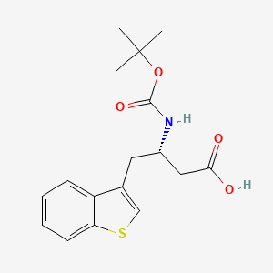 (S)-4-(Benzo[b]thiophen-3-yl)-3-((tert-butoxycarbonyl)amino)butanoic acid chemical structure (CAS 270063-45-1)