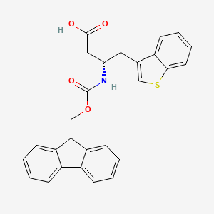 (S)-3-((((9H-Fluoren-9-yl)methoxy)carbonyl)amino)-4-(benzo[b]thiophen-3-yl)butanoic acid chemical structure (CAS 270063-46-2)