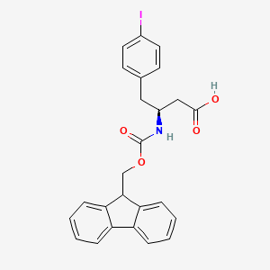 (S)-3-((((9H-Fluoren-9-yl)methoxy)carbonyl)amino)-4-(4-iodophenyl)butanoic acid chemical structure (CAS 270065-72-0)