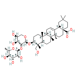 (4aS,6aS,6bR,8aR,9R,10S,12aR,12bR,14bS)-10-(((2S,3R,4S,5S)-4,5-Dihydroxy-3-(((2S,3R,4R,5R,6S)-3,4,5-trihydroxy-6-methyltetrahydro-2H-pyran-2-yl)oxy)tetrahydro-2H-pyran-2-yl)oxy)-9-(hydroxymethyl)-2,2,6a,6b,9,12a-hexamethyl-1,2,3,4,4a,5,6,6a,6b,7,8,8a,9,10,11,12,12a,12b,13,14b-icosahydropicene-4a-carboxylic acid chemical structure (CAS 27013-91-8)