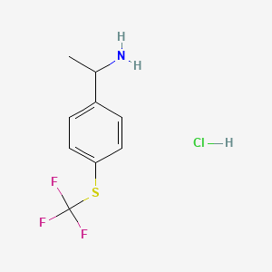 1-(4-((Trifluoromethyl)thio)phenyl)ethan-1-amine hydrochloride chemical structure (CAS 2701705-46-4)