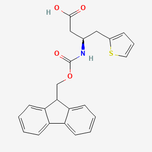 (S)-3-((((9H-Fluoren-9-yl)methoxy)carbonyl)amino)-4-(thiophen-2-yl)butanoic acid chemical structure (CAS 270262-98-1)
