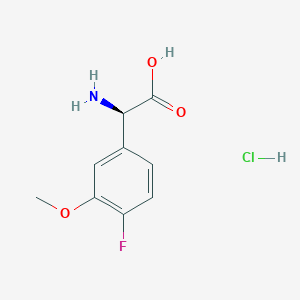 (R)-2-Amino-2-(4-fluoro-3-methoxyphenyl)acetic acid hydrochloride chemical structure (CAS 2703514-09-2)