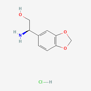 (R)-2-Amino-2-(benzo[d][1,3]dioxol-5-yl)ethan-1-ol hydrochloride chemical structure (CAS 2703745-59-7)