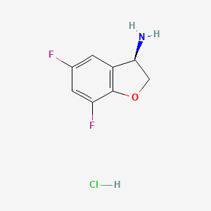 (R)-5,7-Difluoro-2,3-dihydrobenzofuran-3-amine hydrochloride chemical structure (CAS 2703745-62-2)