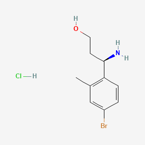 (R)-3-Amino-3-(4-bromo-2-methylphenyl)propan-1-ol hydrochloride chemical structure (CAS 2703745-69-9)