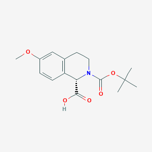 (S)-2-(tert-Butoxycarbonyl)-6-methoxy-1,2,3,4-tetrahydroisoquinoline-1-carboxylic acid chemical structure (CAS 2703745-74-6)