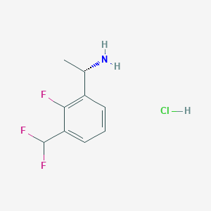 (S)-1-(3-(Difluoromethyl)-2-fluorophenyl)ethan-1-amine hydrochloride chemical structure (CAS 2703745-91-7)