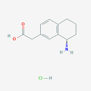 (S)-2-(8-Amino-5,6,7,8-tetrahydronaphthalen-2-yl)acetic acid hydrochloride chemical structure (CAS 2703745-92-8)