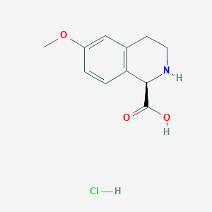 (R)-6-Methoxy-1,2,3,4-tetrahydroisoquinoline-1-carboxylic acid hydrochloride chemical structure (CAS 2703745-93-9)
