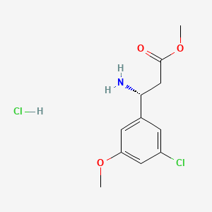 Methyl (R)-3-amino-3-(3-chloro-5-methoxyphenyl)propanoate hydrochloride chemical structure (CAS 2703745-94-0)