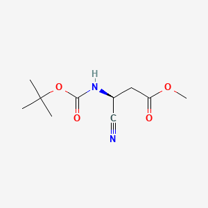 (S)-Methyl 3-((tert-butoxycarbonyl)amino)-3-cyanopropanoate chemical structure (CAS 2703745-95-1)