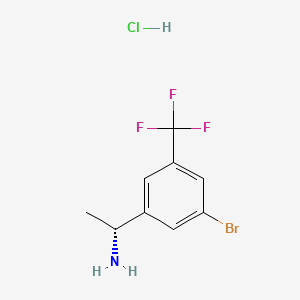 (R)-1-(3-Bromo-5-(trifluoromethyl)phenyl)ethan-1-amine hydrochloride chemical structure (CAS 2703746-07-8)
