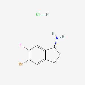 (R)-5-Bromo-6-fluoro-2,3-dihydro-1H-inden-1-amine hydrochloride chemical structure (CAS 2703746-12-5)
