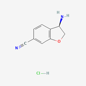 (R)-3-Amino-2,3-dihydrobenzofuran-6-carbonitrile hydrochloride chemical structure (CAS 2703746-18-1)