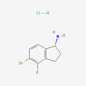 (R)-5-Bromo-4-fluoro-2,3-dihydro-1H-inden-1-amine hydrochloride chemical structure (CAS 2703746-35-2)