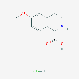 (S)-6-Methoxy-1,2,3,4-tetrahydroisoquinoline-1-carboxylic acid hydrochloride chemical structure (CAS 2703746-36-3)
