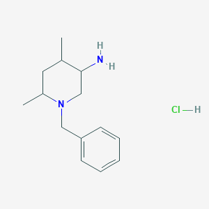 1-Benzyl-4,6-dimethylpiperidin-3-amine hydrochloride chemical structure (CAS 2703752-19-4)
