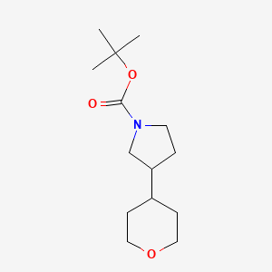 tert-Butyl 3-(tetrahydro-2H-pyran-4-yl)pyrrolidine-1-carboxylate chemical structure (CAS 2703752-37-6)