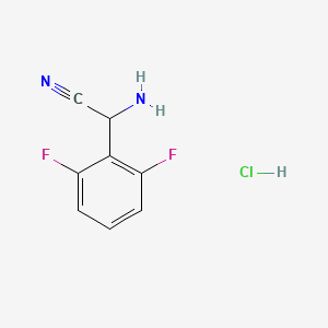 2-Amino-2-(2,6-difluorophenyl)acetonitrile hydrochloride chemical structure (CAS 2703752-43-4)