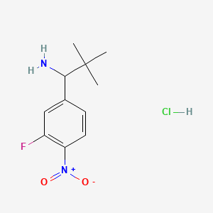 1-(3-Fluoro-4-nitrophenyl)-2,2-dimethylpropan-1-amine hydrochloride chemical structure (CAS 2703752-48-9)