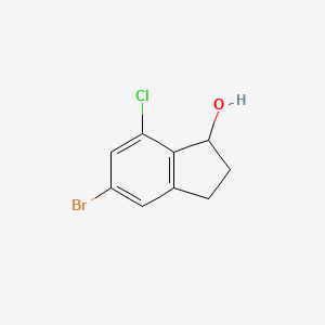 5-Bromo-7-chloro-2,3-dihydro-1H-inden-1-ol chemical structure (CAS 2703752-50-3)