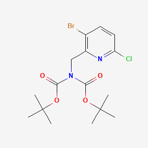 Di-tert-butyl ((3-bromo-6-chloropyridin-2-yl)methyl)iminodicarbonate chemical structure (CAS 2703752-57-0)