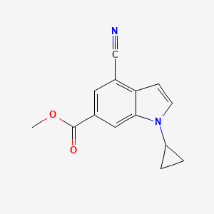 Methyl 4-cyano-1-cyclopropyl-1H-indole-6-carboxylate chemical structure (CAS 2703752-60-5)