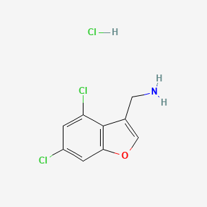 (4,6-Dichlorobenzofuran-3-yl)methanamine hydrochloride chemical structure (CAS 2703752-70-7)